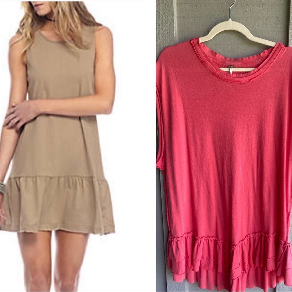NWT - FREE PEOPLE Brittany Peplum Mini Dress in Coral Pink Size: S